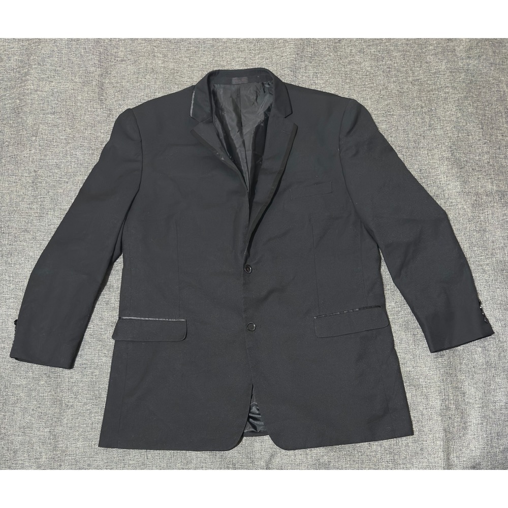 Stacy Adams Mens Black Blazer Jacket Gold Collection Two Button Tuxedo Trim
